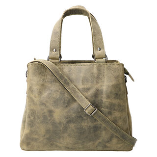 Leather Design Ladies hand and shoulder bag green