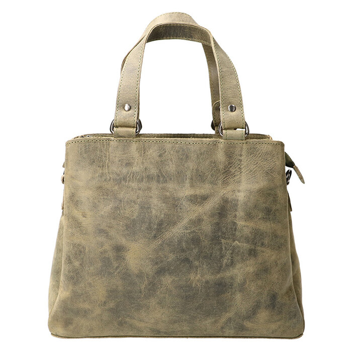 Leather Design Ladies hand and shoulder bag green