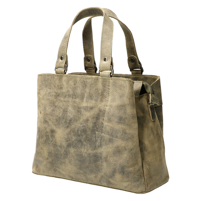 Leather Design Ladies hand and shoulder bag green