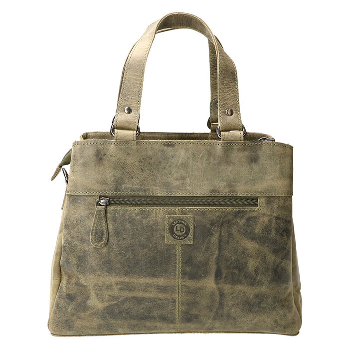 Leather Design Ladies hand and shoulder bag green