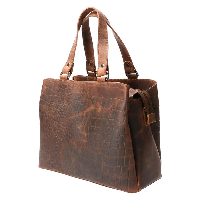 Leather Design Ladies hand and shoulder bag hunter croco