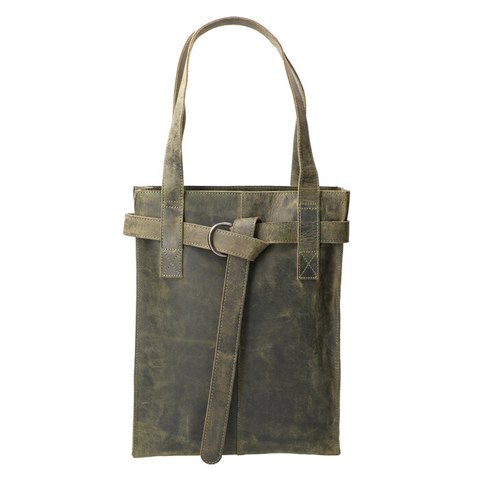 Leather Design Revival Ladies hand and shoulder bag green