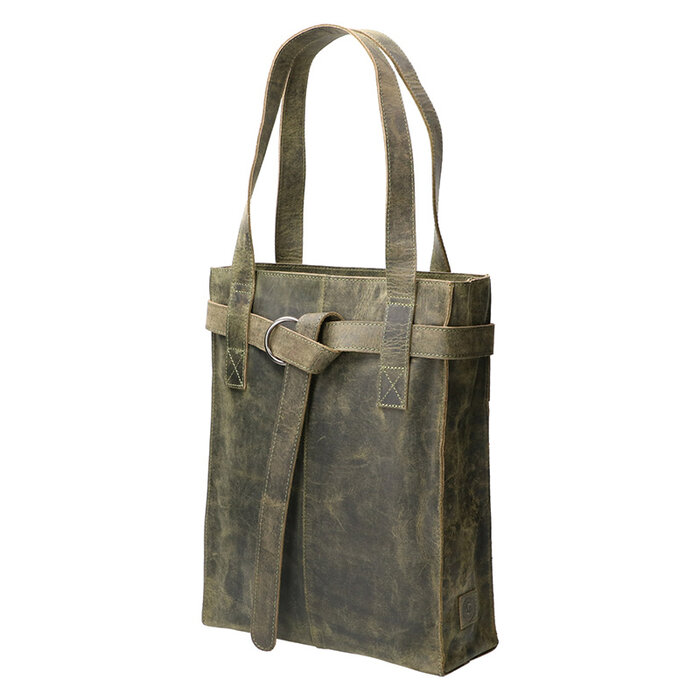 Leather Design Revival Ladies hand and shoulder bag green