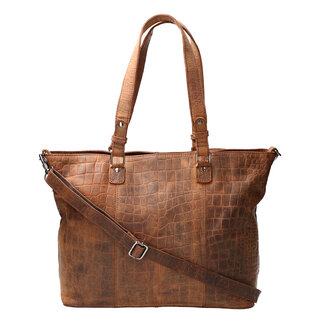 Leather Design Hand and shoulder work bag hunter croco