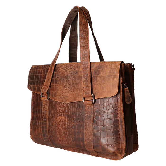 Leather Design Business bag Croco hunter