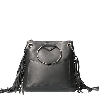 Leather Design Hand / Shoulder Bag Black