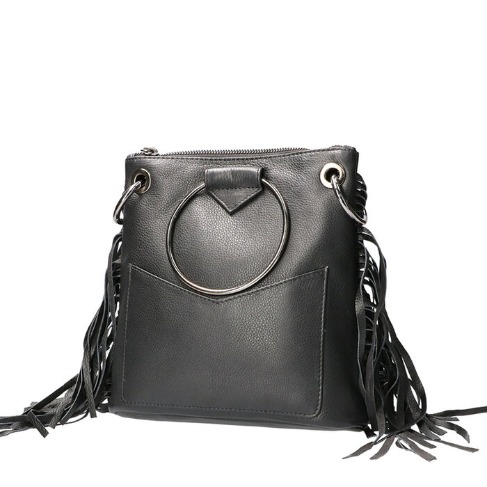 Leather Design Hand / Shoulder Bag Black
