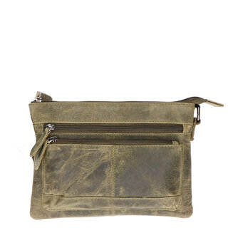 Leather Design Shoulder bag small green