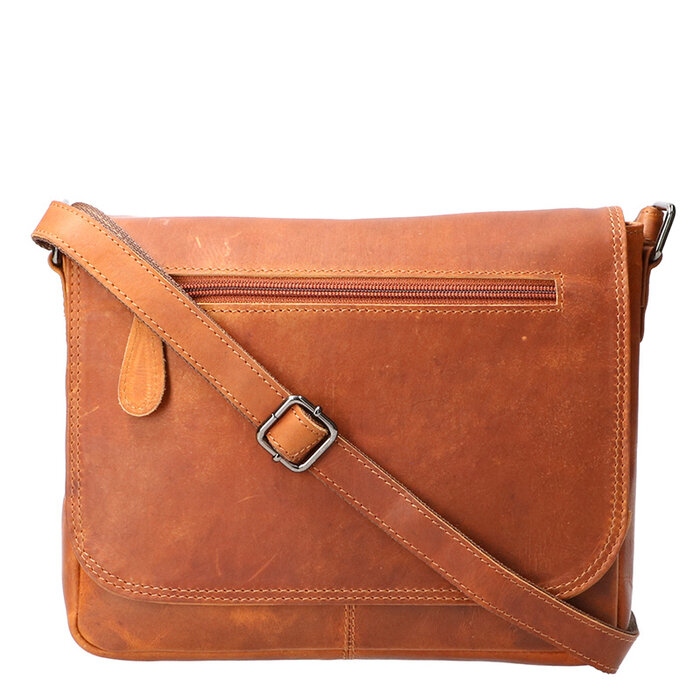 Leather Design Shoulder flap bag natural