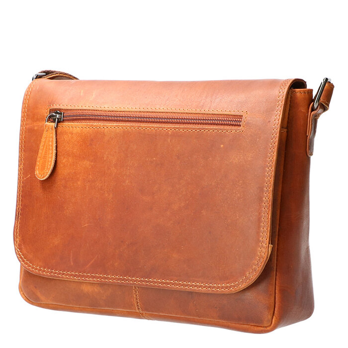 Leather Design Shoulder flap bag natural