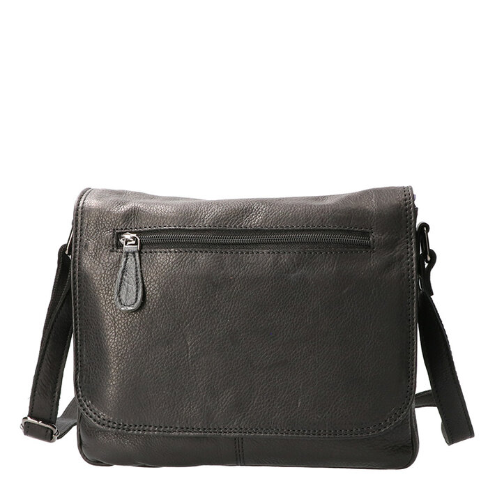 Leather Design Shoulder flap bag Black