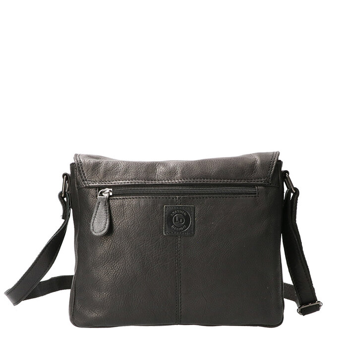 Leather Design Shoulder flap bag Black