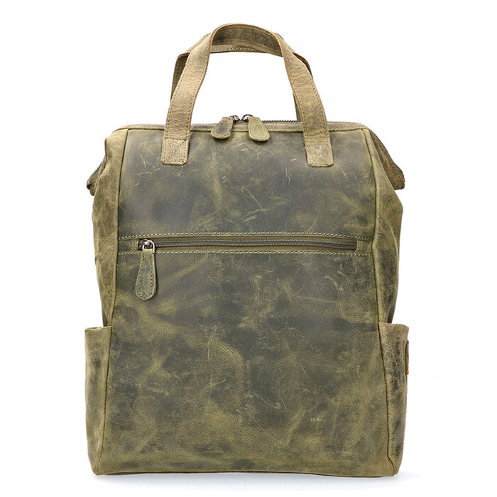 Leather Design Backpack Hunter Green