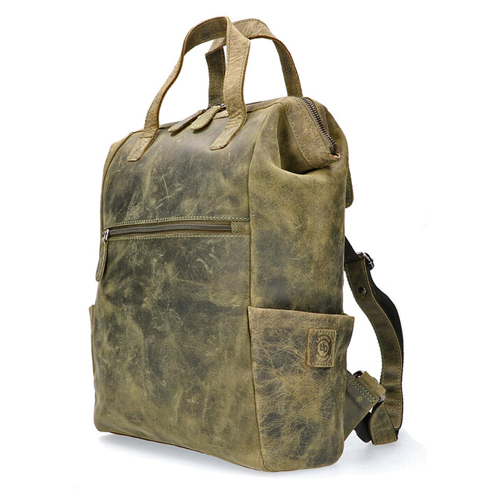 Leather Design Backpack Hunter Green