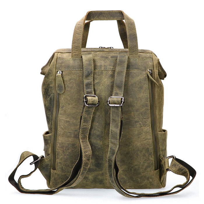 Leather Design Backpack Hunter Green