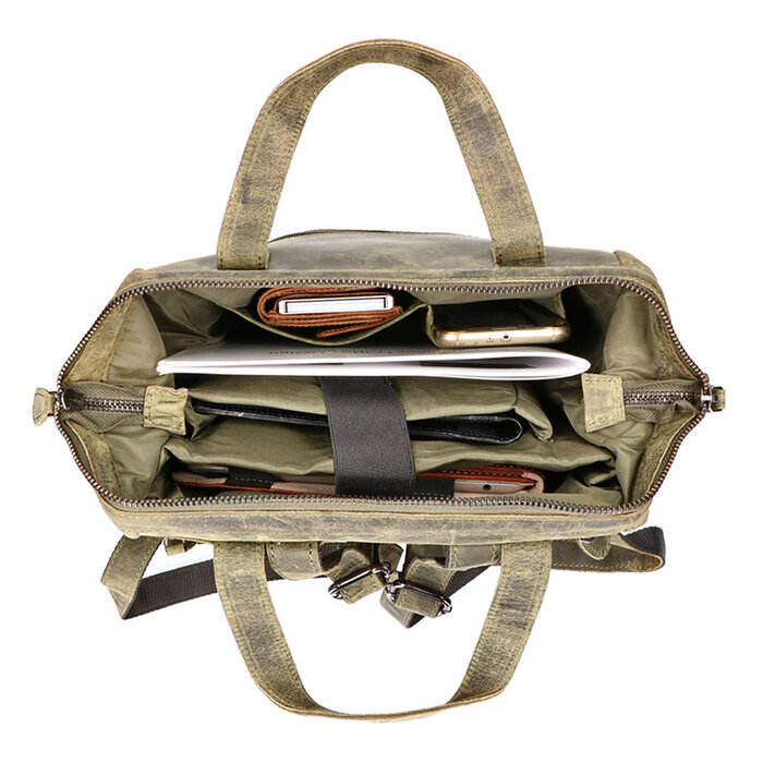 Leather Design Backpack Hunter Green