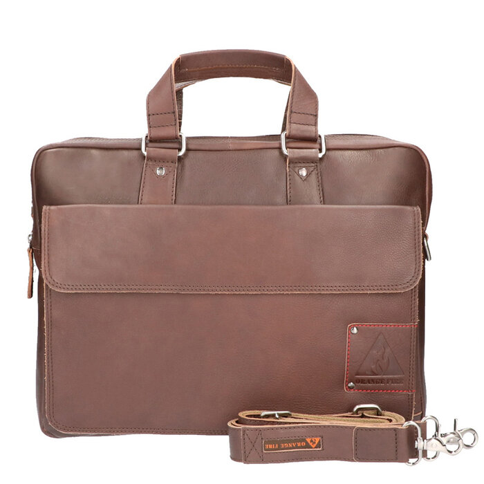 Orange Fire Laptoptas hand-, schoudertas 15,6 inch bruin