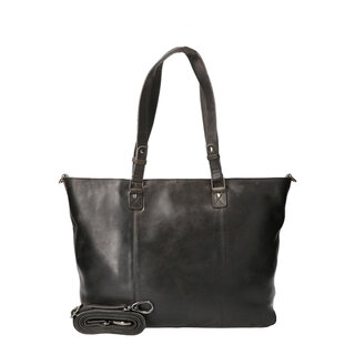 Leather Design Hand and shoulder work bag black