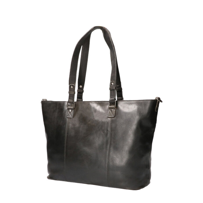 Leather Design Hand and shoulder work bag black