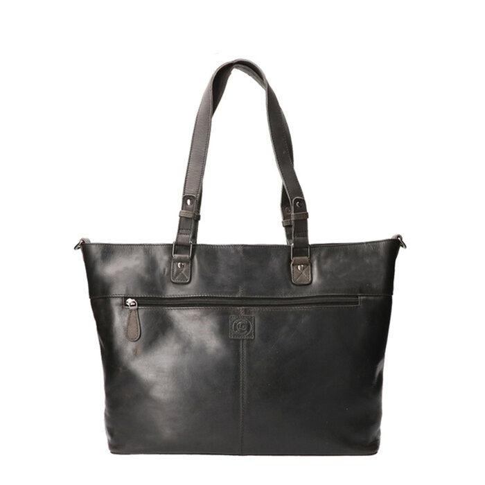 Leather Design Hand and shoulder work bag black
