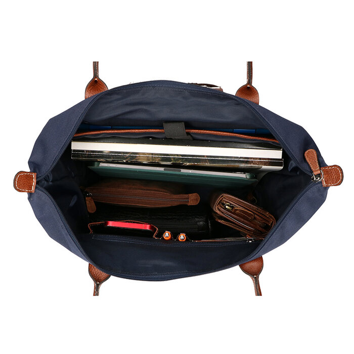 Schoolbag coated canvas Green / Cognac