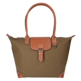 Schoolbag coated canvas Green / Cognac