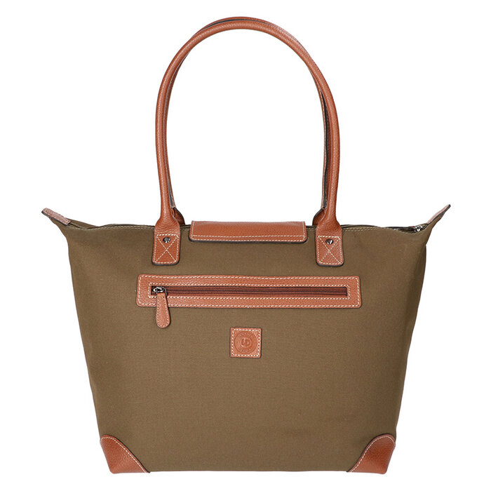 Schoolbag coated canvas Green / Cognac