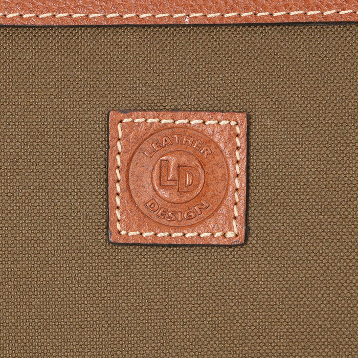 Schoolbag coated canvas Green / Cognac