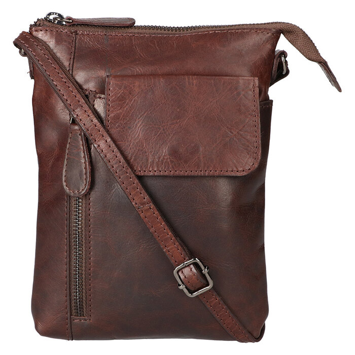 Leather Design Shoulderbag Donker Bruin