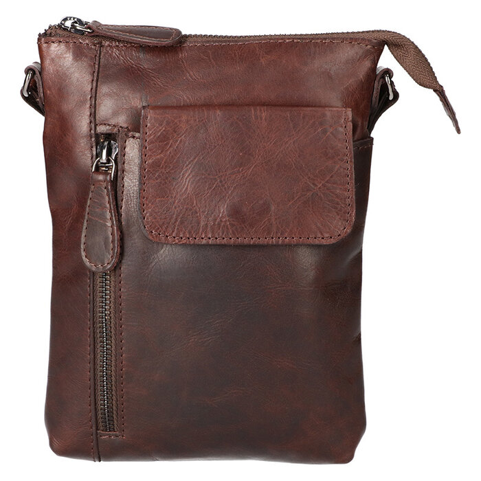 Leather Design Shoulderbag Donker Bruin