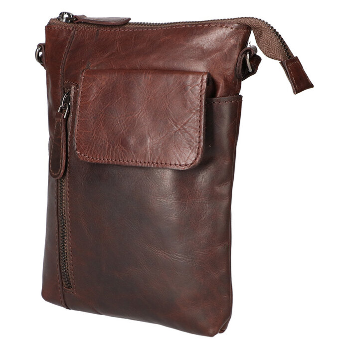 Leather Design Shoulderbag Donker Bruin
