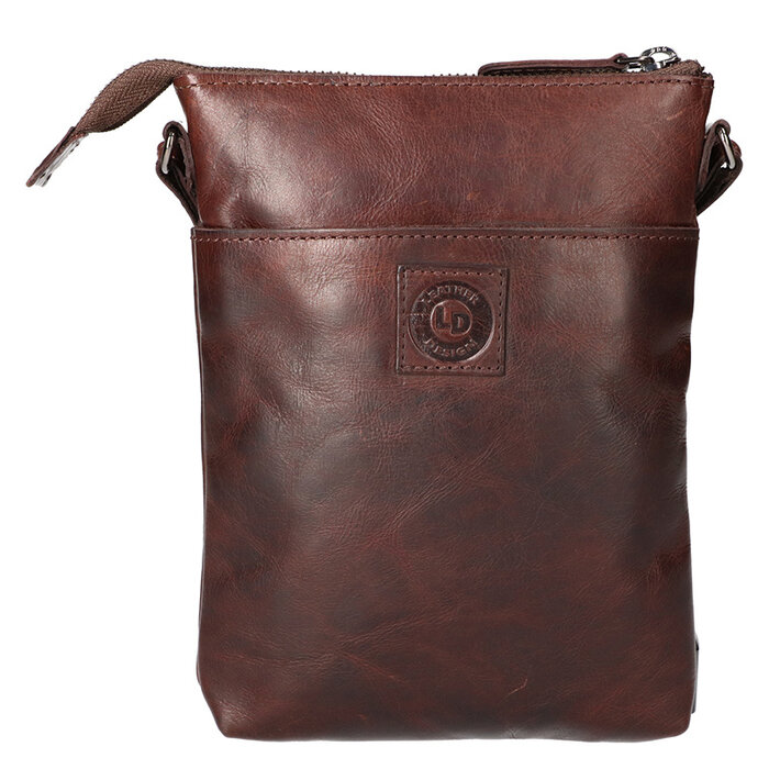 Leather Design Shoulderbag Donker Bruin
