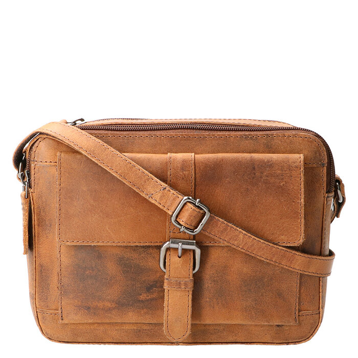 Leather Design Lederen organizer Schoudertas
