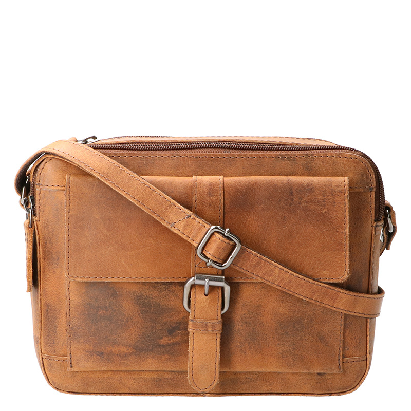 Leather Design Lederen organizer Schoudertas