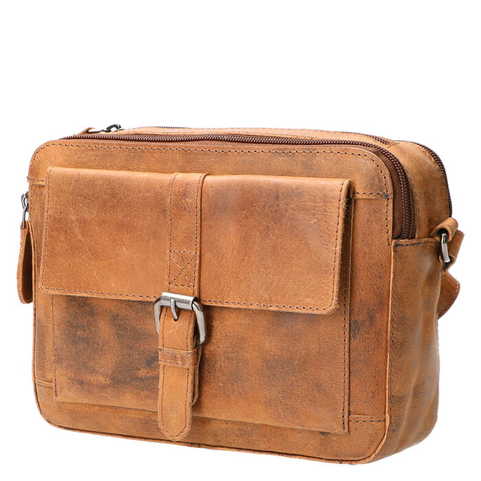 Leather Design Lederen organizer Schoudertas