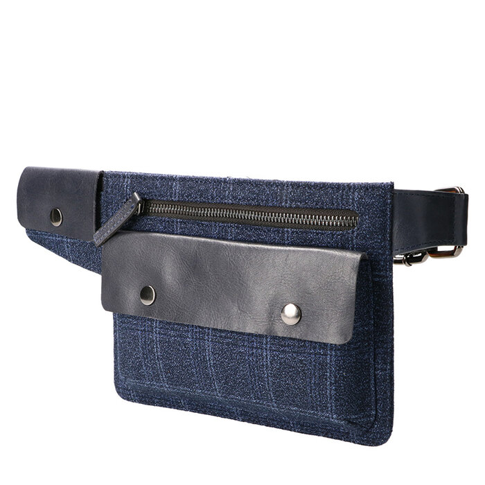 Leather Design Crossbody blauw Tweed