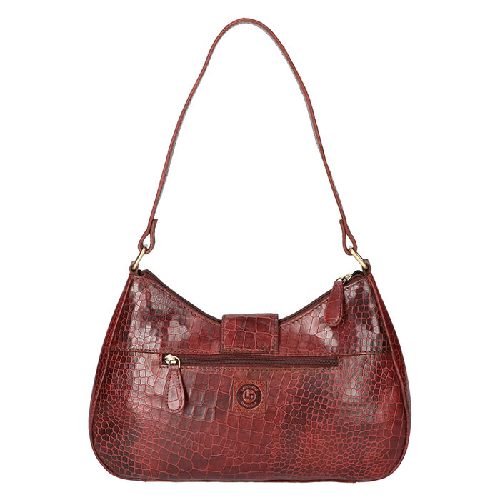 Leather Design Handbag Dark Brown Croco