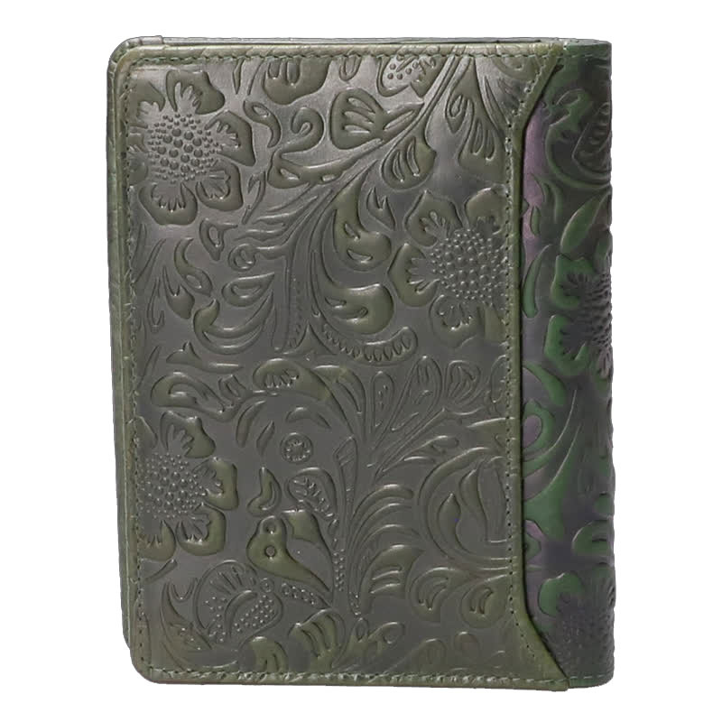 Leather Design Vintage Flower Portefeuille