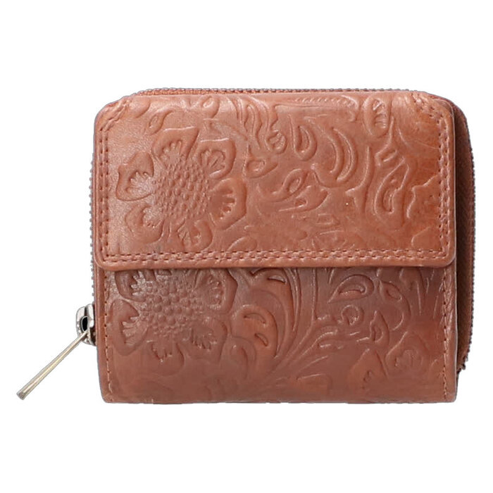Leather Design Vintage Flower Dames portemonnee