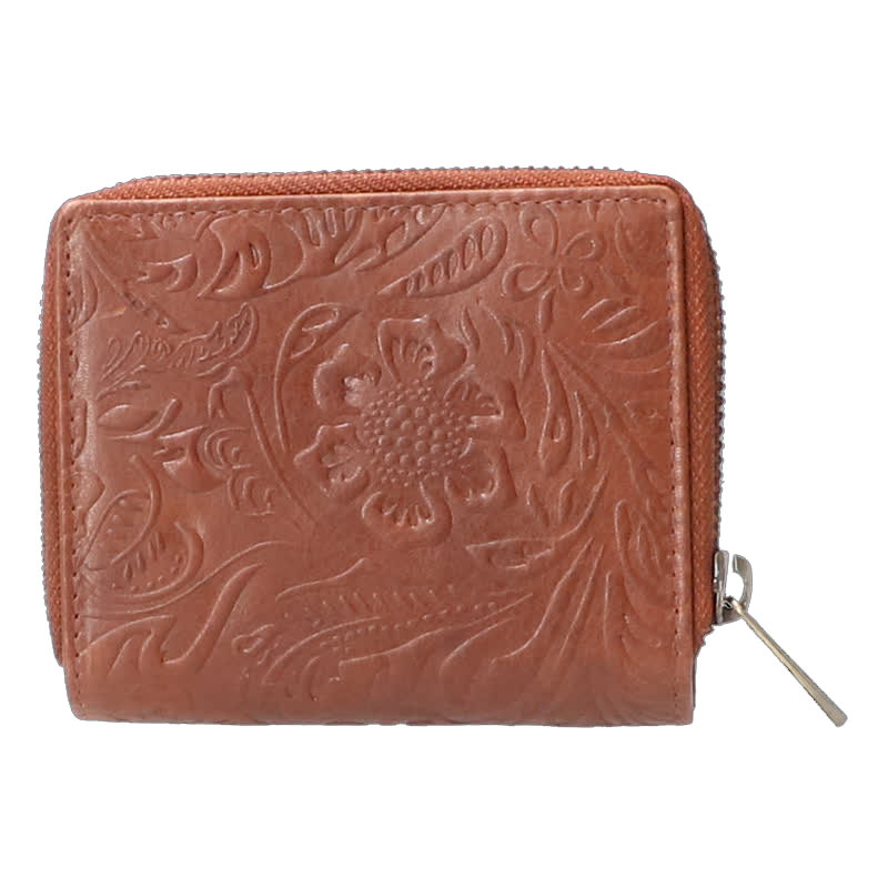 Leather Design Vintage Flower Dames portemonnee