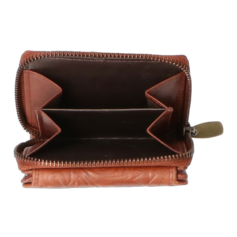 Leather Design Vintage Flower Dames portemonnee