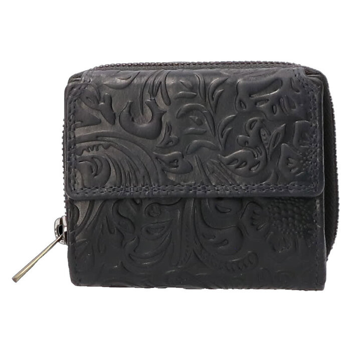 Leather Design Vintage Flower Dames portemonnee