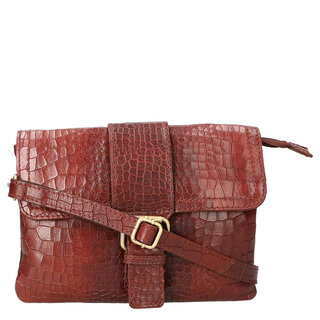 Leather Design Shoulderbag Reddish brown croco