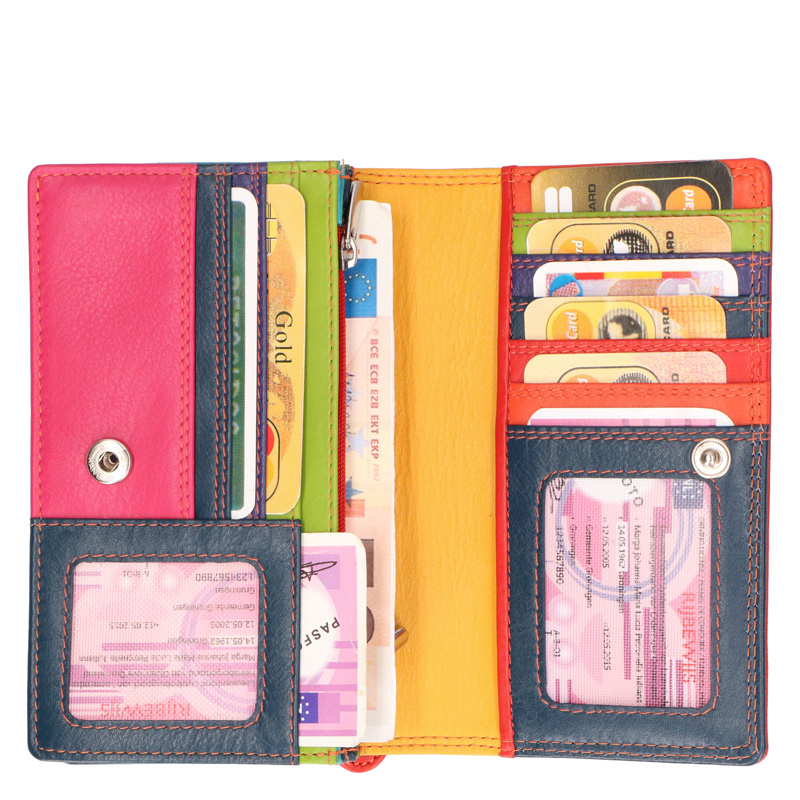 Leather Design Zipperwallet Multi colour