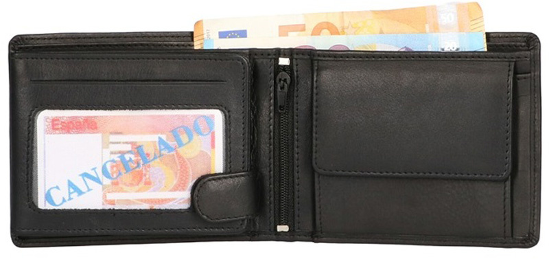 Leather Design Billfold zwart