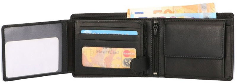 Leather Design Billfold zwart