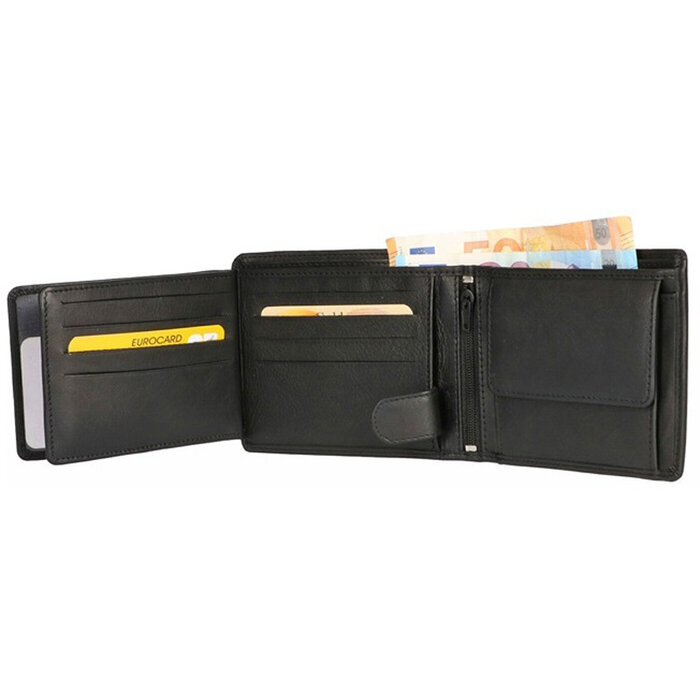 Leather Design Billfold zwart