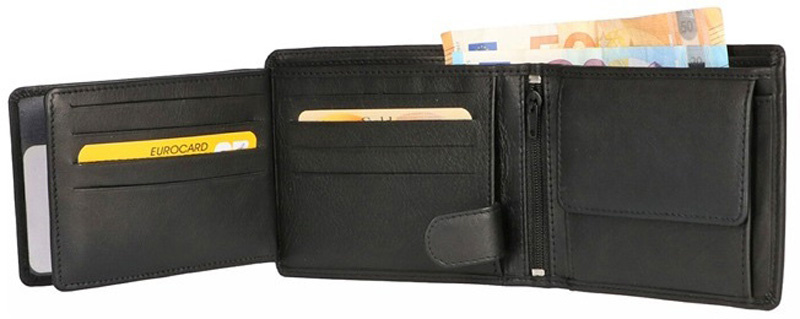 Leather Design Billfold zwart