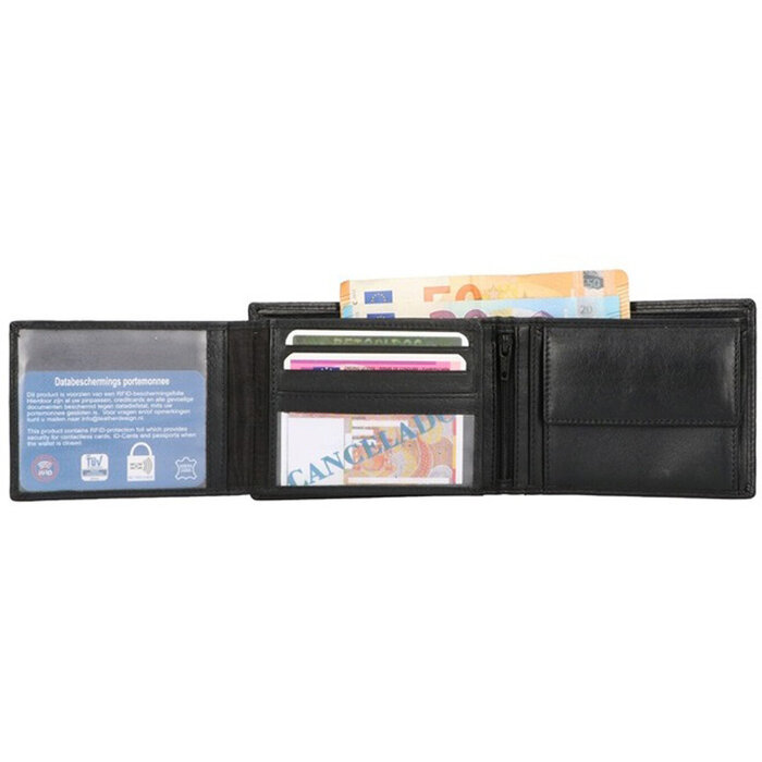 Leather Design LD Billfold Wallet Zwart