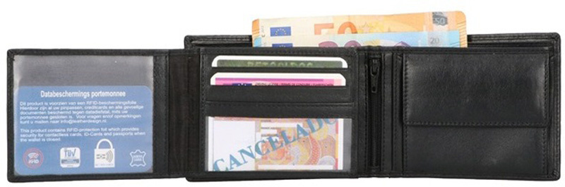 Leather Design LD Billfold Wallet Zwart